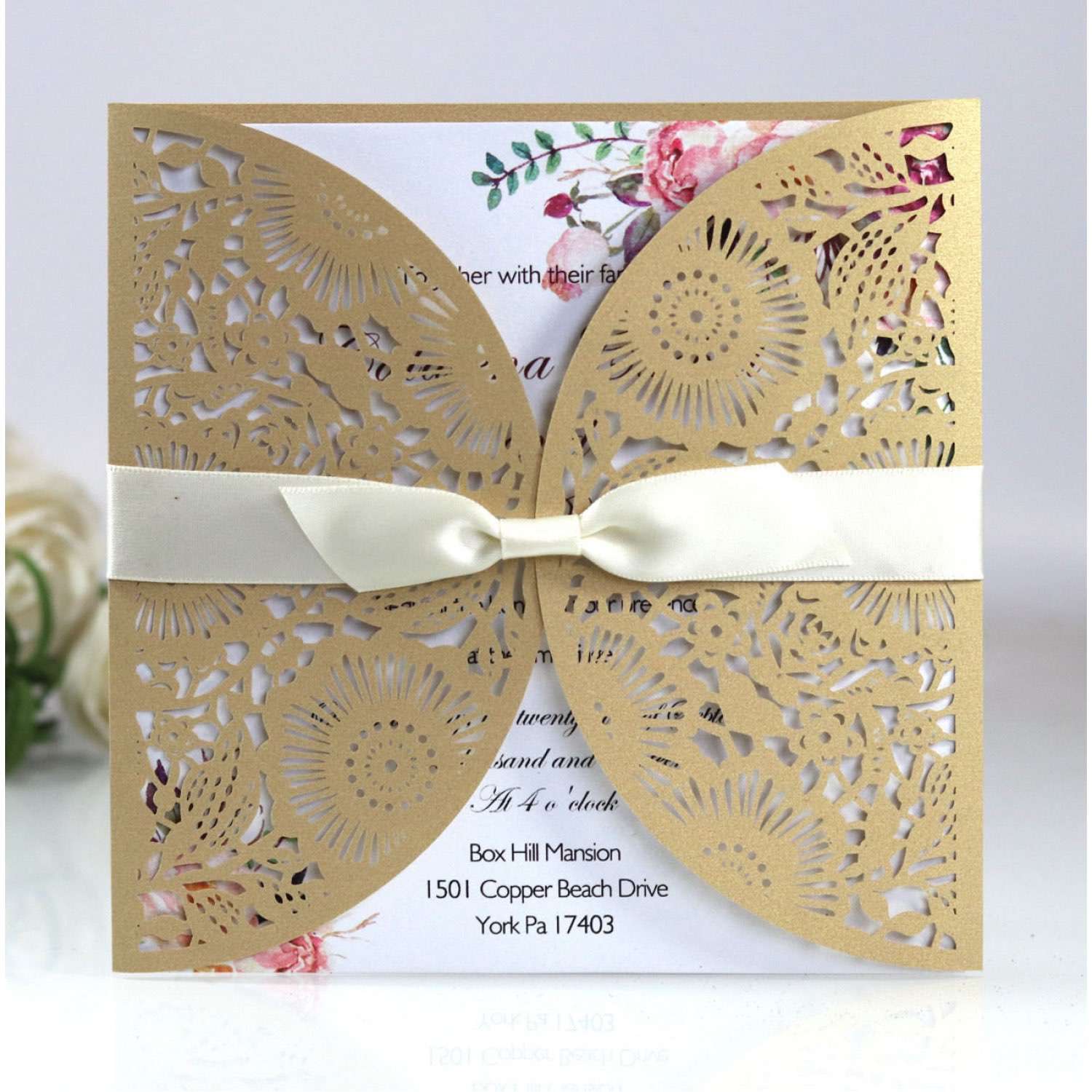 New Wedding Card Marriage Card Design Laser Cut Pink Invitation Wholesale